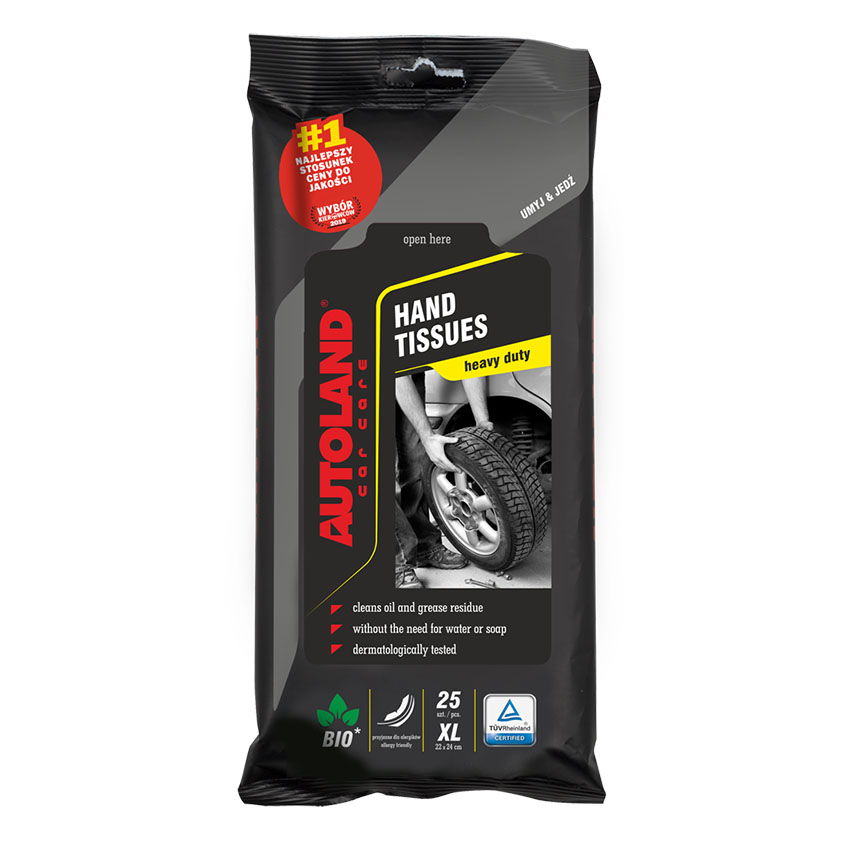 Καθαριστικά μαντηλάκια χεριών Autoland Hand Tissues XL (22x24cm) 25τμχ