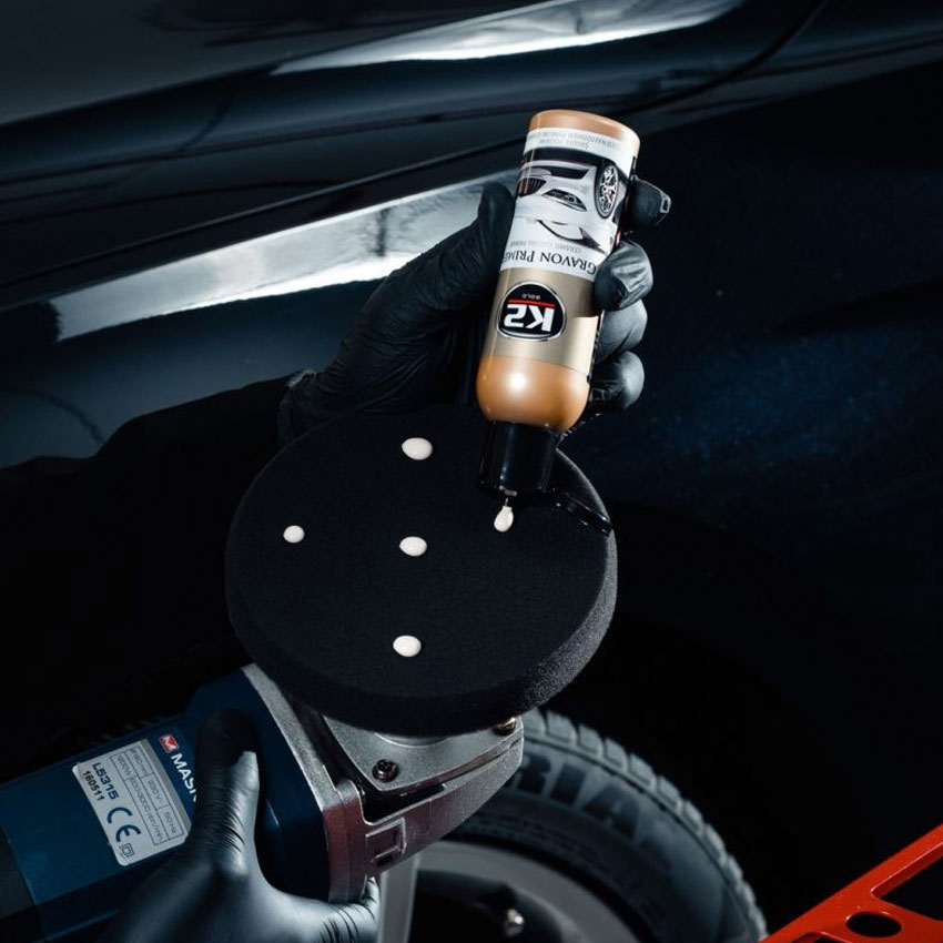 Σφουγγάρι γυαλίσματος μαύρο μαλακό με velcro K2 Duraflex 150/25mm