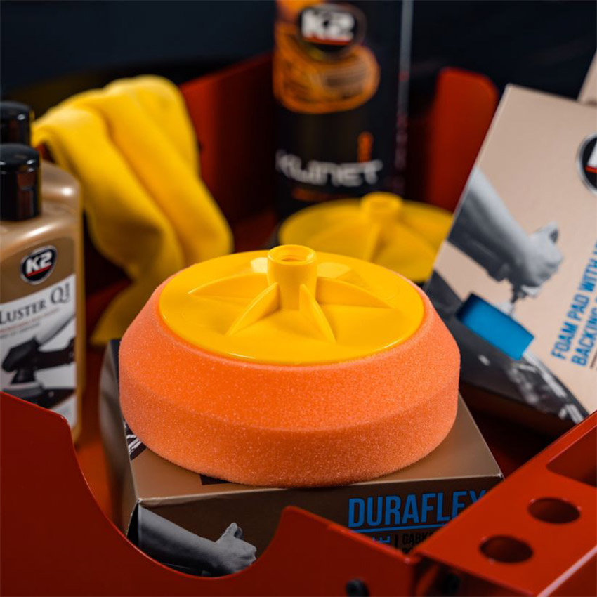 Σφουγγάρι γυαλίσματος πορτοκαλί μέτριο K2 Duraflex 150/50mm M14