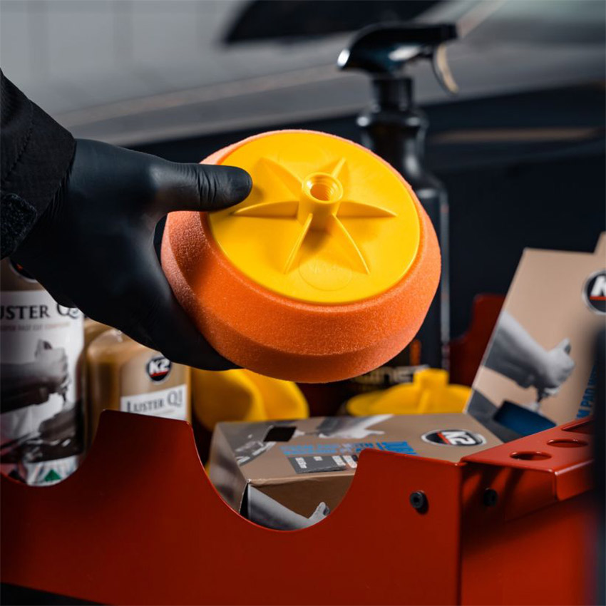 Σφουγγάρι γυαλίσματος πορτοκαλί μέτριο K2 Duraflex 150/50mm M14