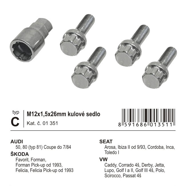 Μπουλόνια ασφαλείας type C M12X1,5X26mm