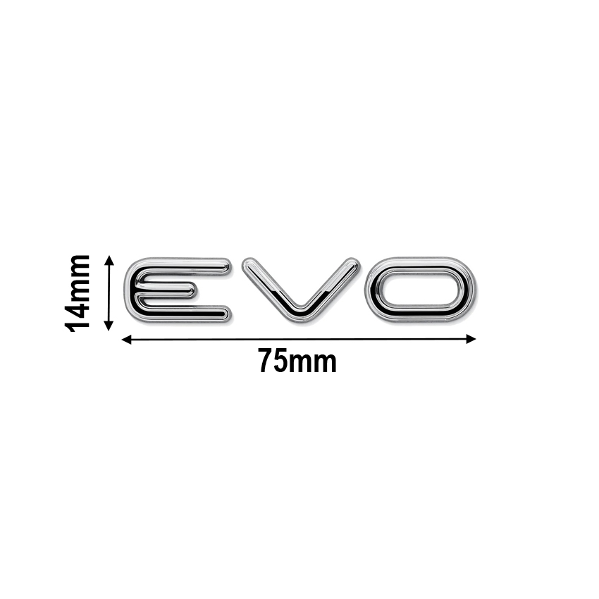 Σήμα EVO ασημί 75x14mm 3D αυτοκόλλητο χρωμίου 1τμχ
