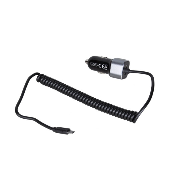 Φορτιστής κινητών microUSB +USB 12/24V 2.4A