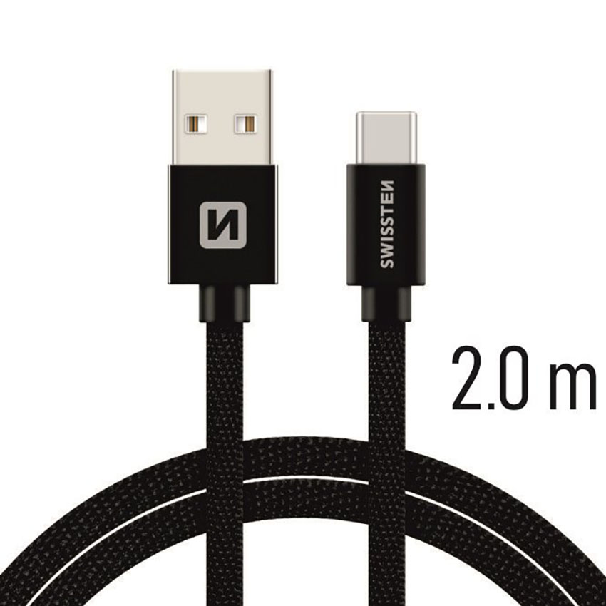 Καλώδιο φόρτισης / δεδομένων USB / USB-C 3.1A 2m μαύρο
