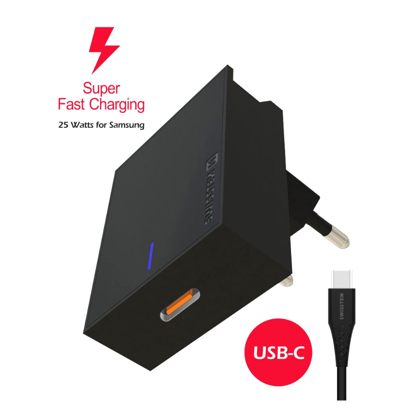 Φορτιστής Samsung Super Fast Charging 25W + USB-C καλώδιο μαύρο