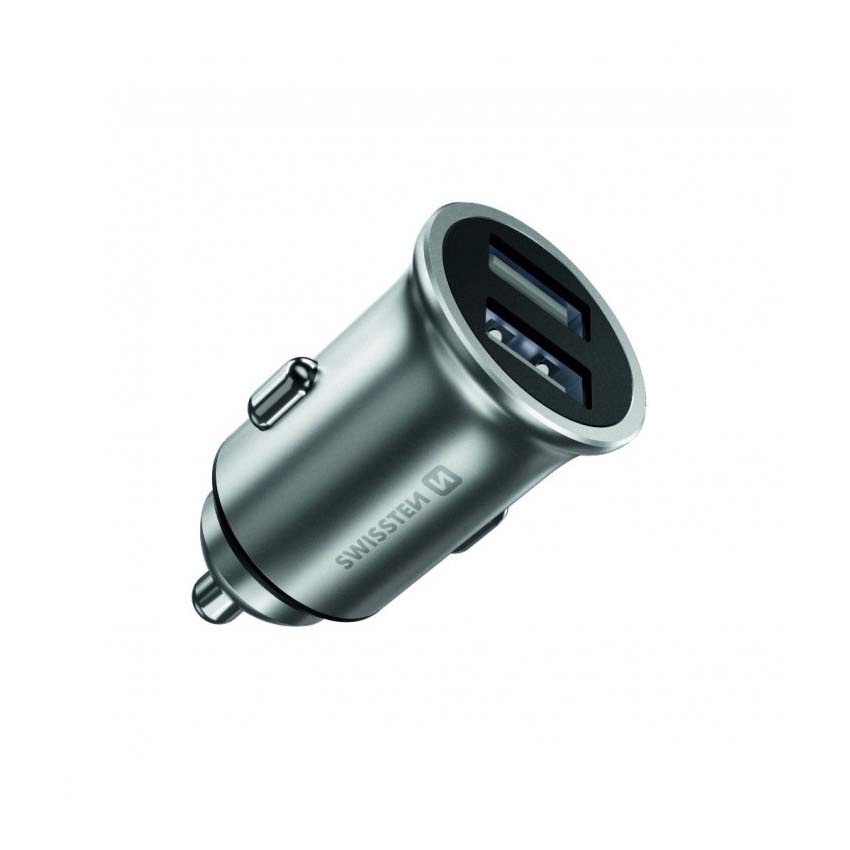 Φορτιστής αυτοκινήτου Fast Charge 2 x USB 2.4A 24W μεταλλικό μαύρο
