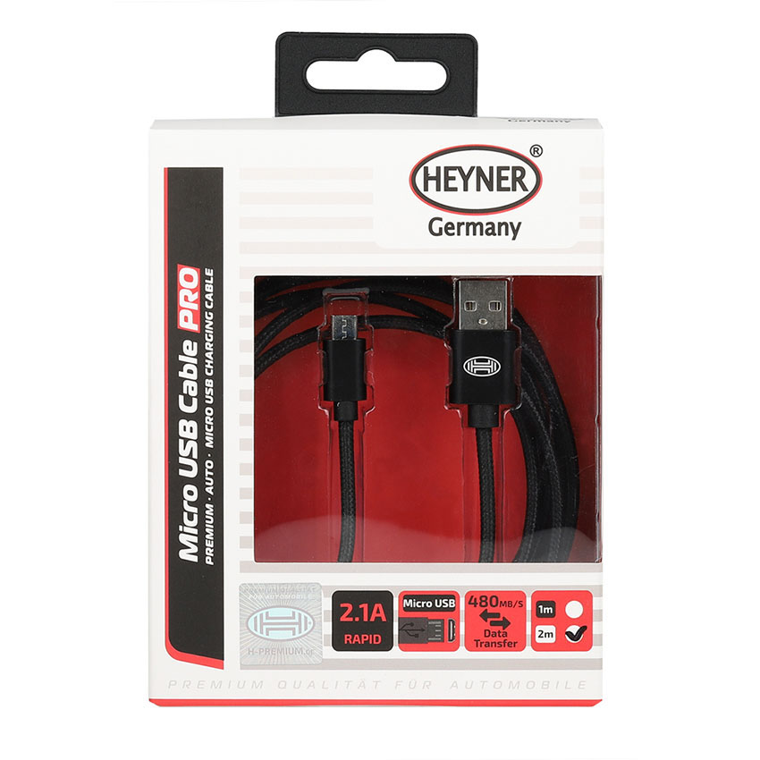 Καλώδιο φόρτισης Heyner micro-USB 2.1A 2m