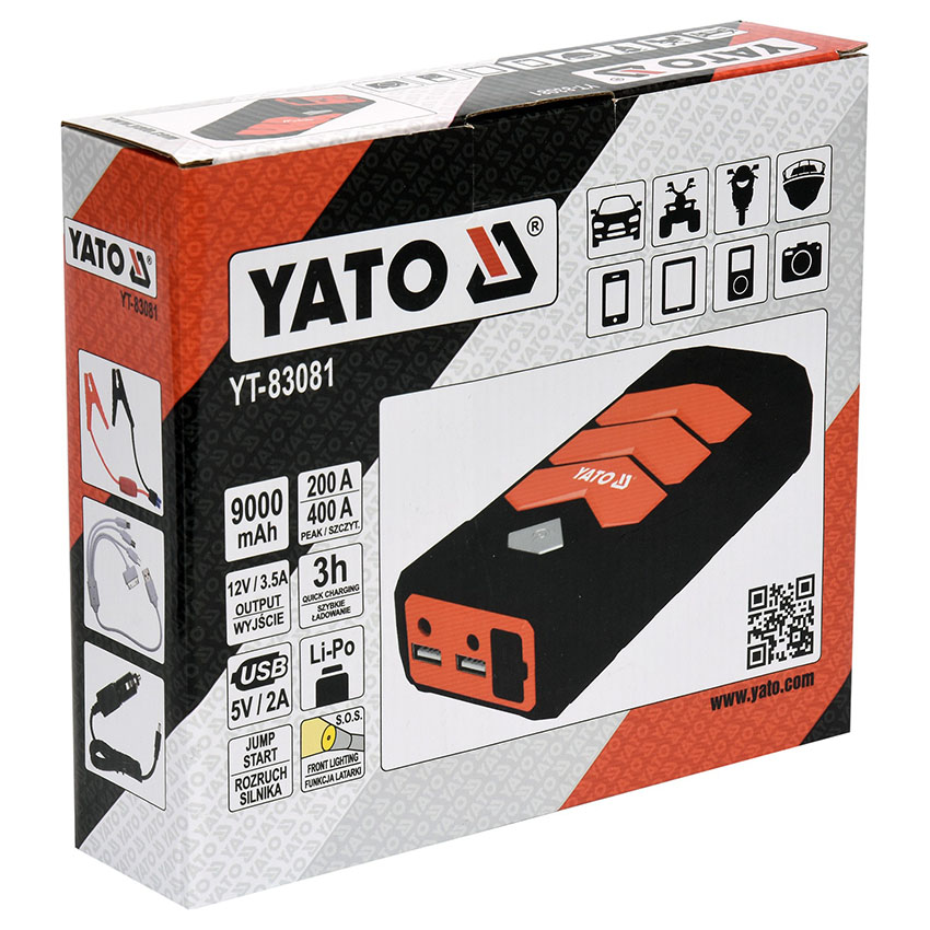 Εκκινητής αυτοκινήτου YATO Jump Starter & Powerbank 9000mAh