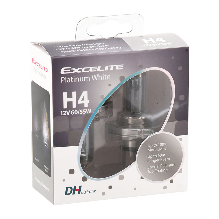 Excelite Platinum White H4 12V 60/55W +100%