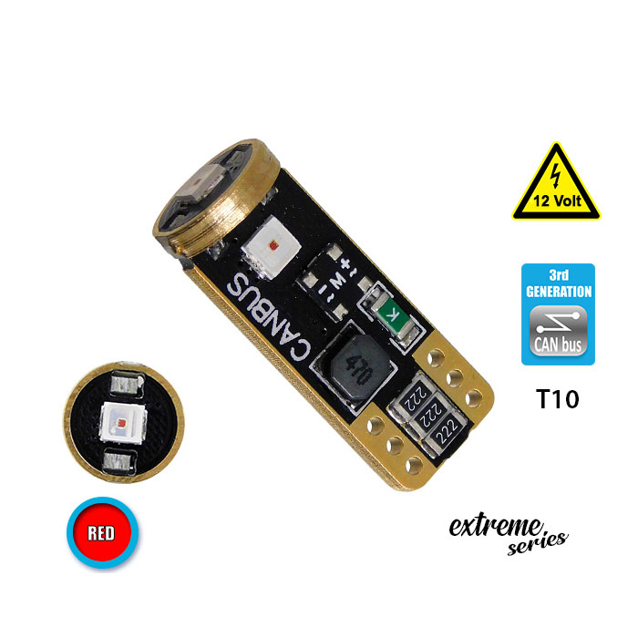 Λαμπτήρας LED T10 extreme series 3ης γενιάς CanBus 3W 12V κόκκινο GloboStar 81116 1τμχ