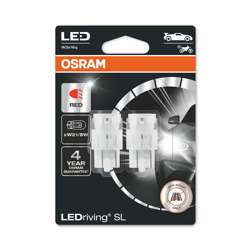 Λάμπες Osram W21/5W LEDriving SL κόκκινο 12V 2τμχ