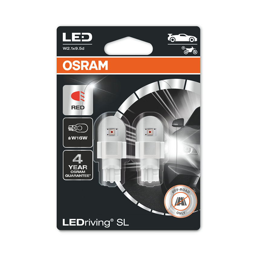 Λάμπες Osram W16W LEDriving SL κόκκινο 12V 2τμχ