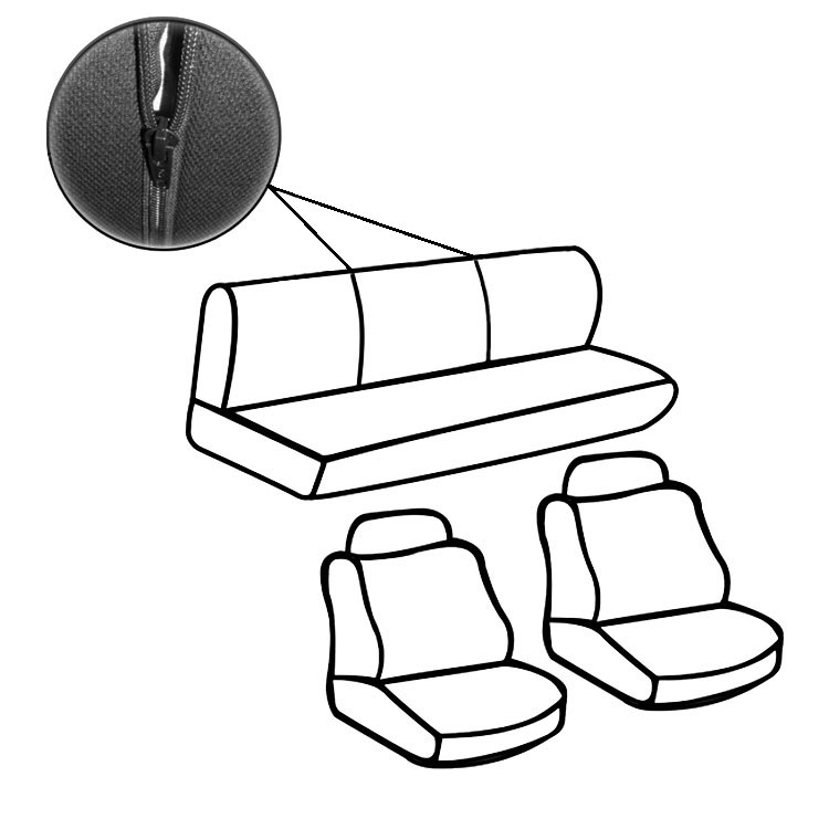 Καλύμματα καθισμάτων Elit ύφασμα-τεχνόδερμα γκρι-μαύρο με λευκή κλωστή 2zip (7τμχ)
