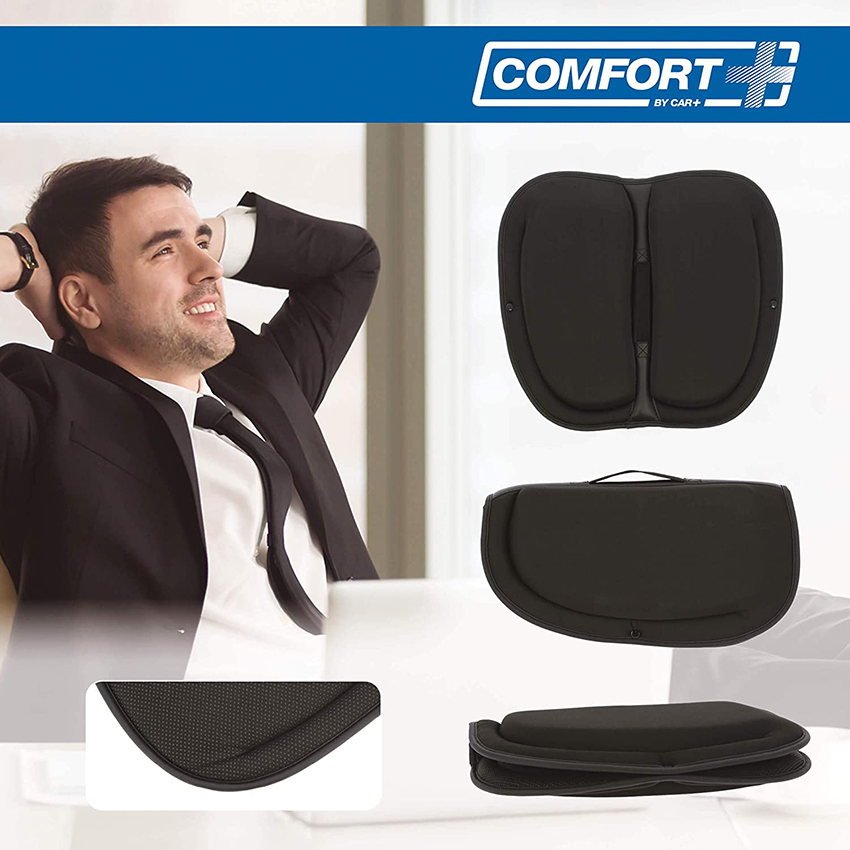 Μαξιλάρι μέσης/πλάτης Memory Foam ανατομικό αναδιπλούμενο μαύρο 40x35x3cm