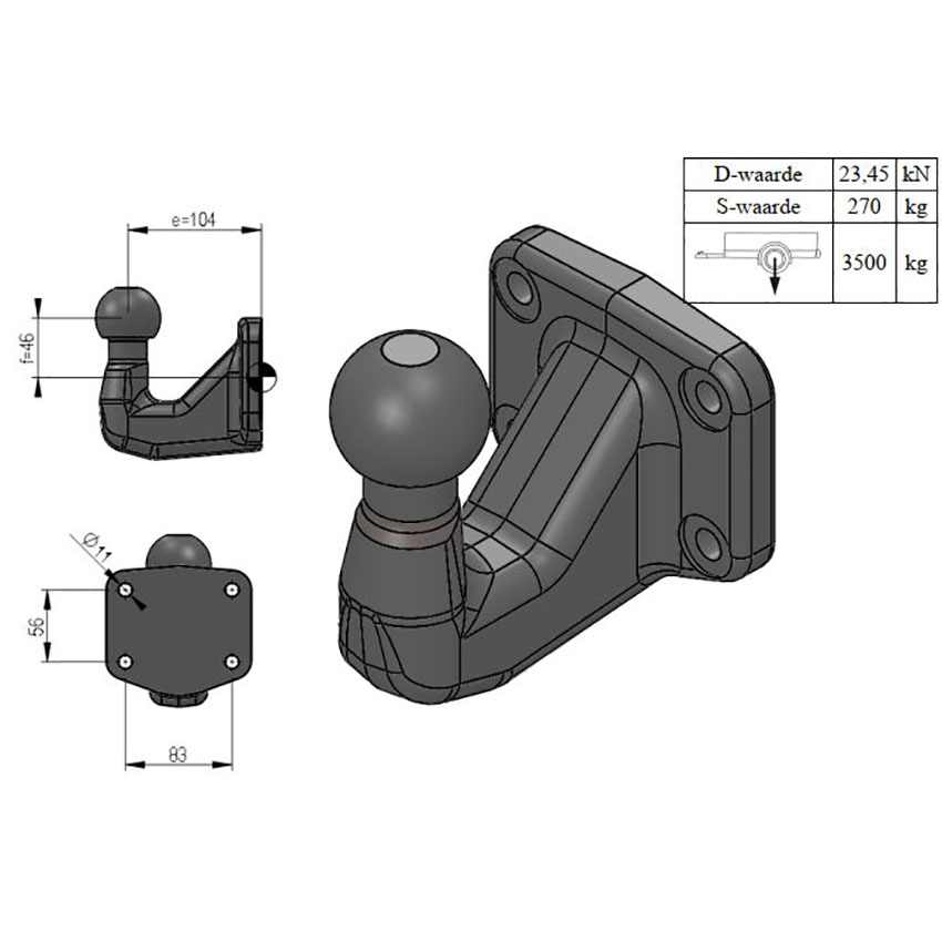 Μπίλια κοτσαδόρου γωνία 50mm