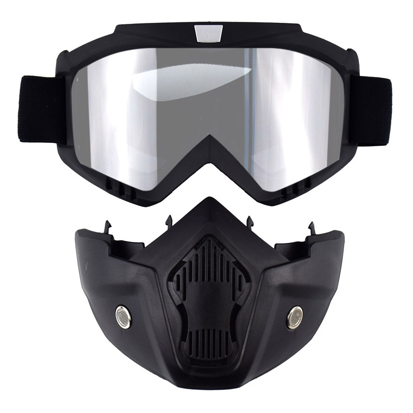 Μάσκα προστασίας μηχανής μαύρη με διάφανο προστατευτικό φακό