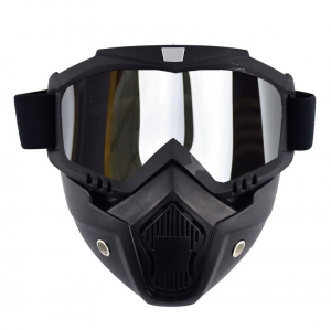 Μάσκα προστασίας μηχανής μαύρη με ασημί καθρέπτη προστατευτικό