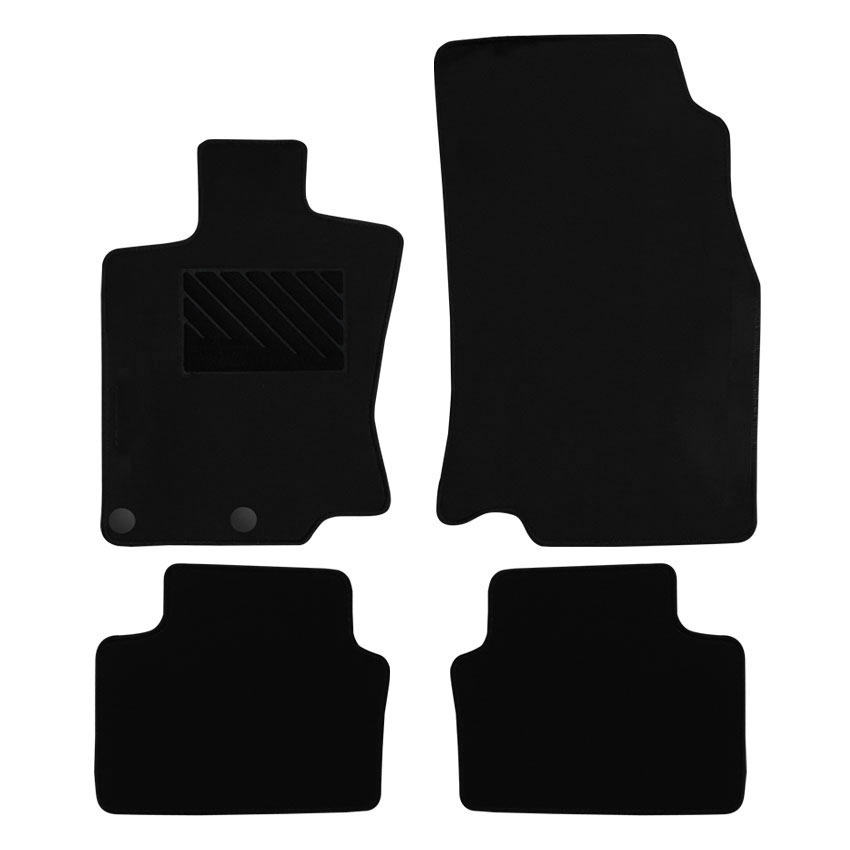 Μοκέτα Clan μαύρη για Nissan Qashqai II (J11) με στρογγυλά κουμπώματα 4τμχ