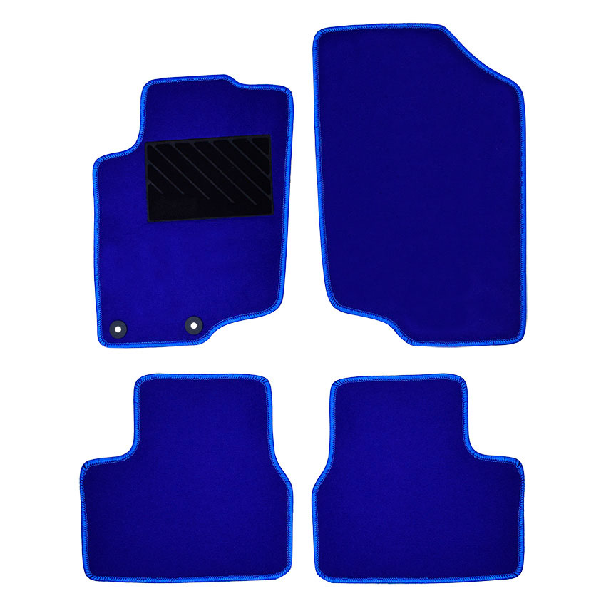 Μοκέτα Clan μπλε για Peugeot 207 με στρογγυλά κουμπώματα 4τμχ