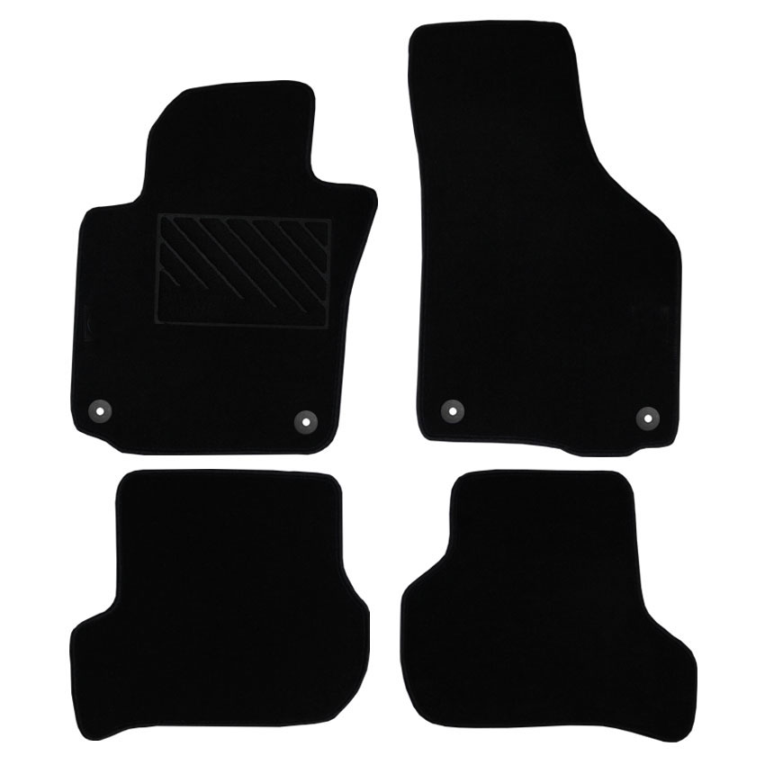 Μοκέτα Clan μαύρη για VW Golf (V/VI) / Golf Plus / Jetta / EOS / Scirocco με στρογγυλά κουμπώματα 4τμχ