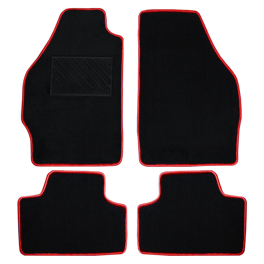 Μοκέτα Clan μαύρη με κόκκινο ρέλι για Fiat Punto (188) 4τμχ