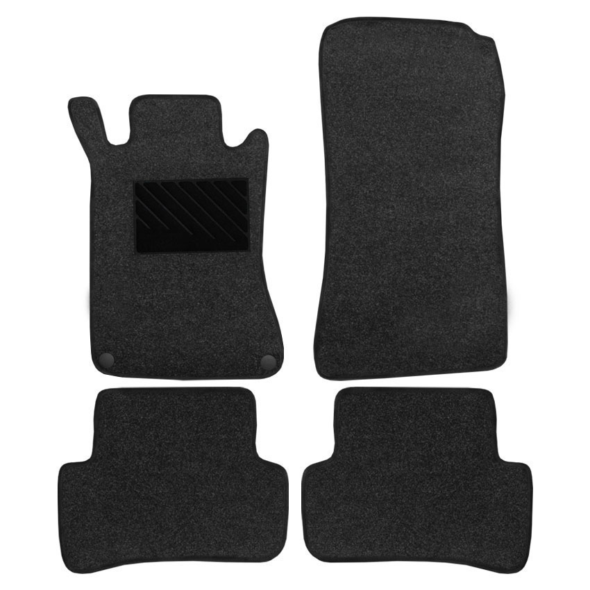 Μοκέτα Clan σταχτί με γκρι ρέλι για Mercedes C-Class (W203) / CLC με στρογγυλά κουμπώματα 4τμχ