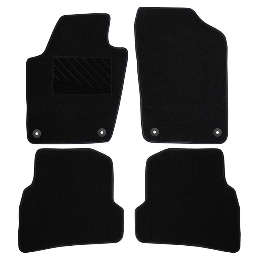 Μοκέτα Clan μαύρη για VW Polo (V) με στρογγυλά κουμπώματα 4τμχ