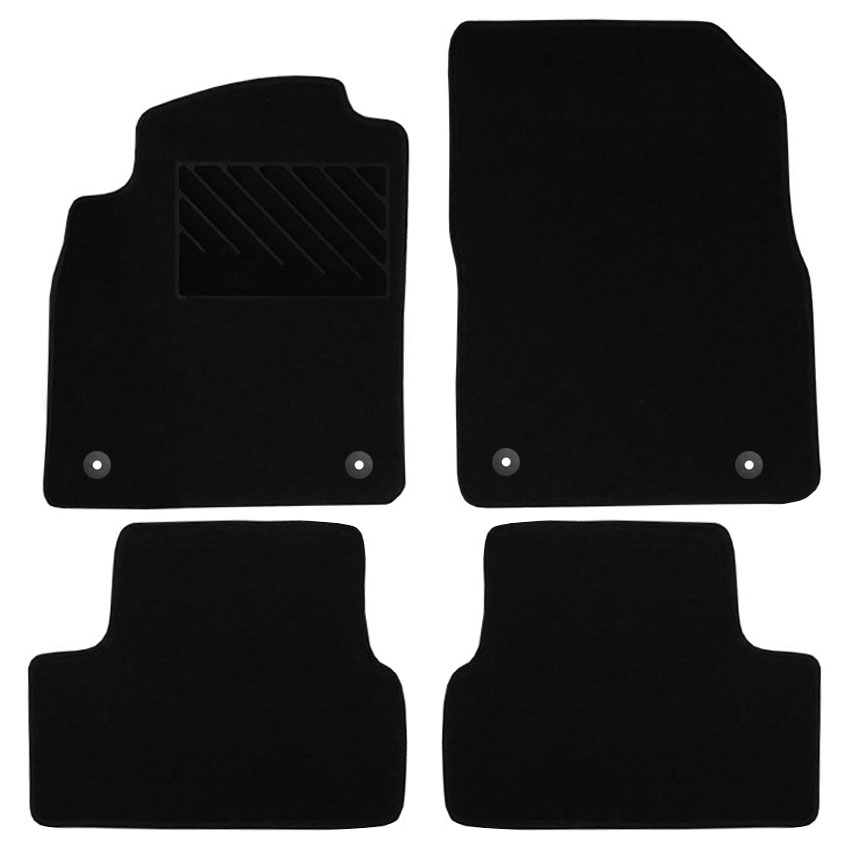 Μοκέτα Clan μαύρη για Opel Astra J με στρογγυλά κουμπώματα 4τμχ