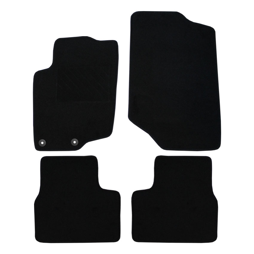 Μοκέτα Clan μαύρη για Peugeot 207 με στρογγυλά κουμπώματα 4τμχ