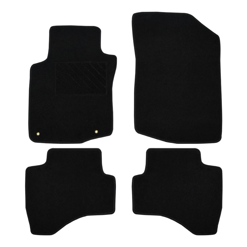 Μοκέτα Clan μαύρη για Toyota Aygo (I) / Peugeot 107 / Citroen C1 με κουμπώματα δαχτυλίδια