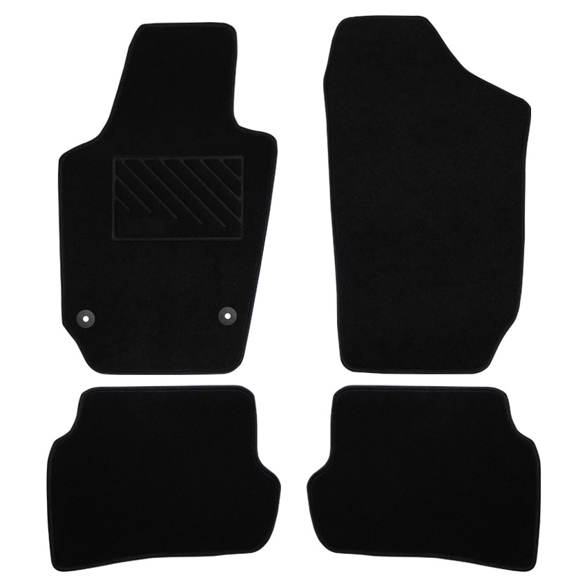 Πατάκια δαπέδου μοκέτας Clan μαύρα για Ibiza IV / Polo V / Fabia III 4τμχ