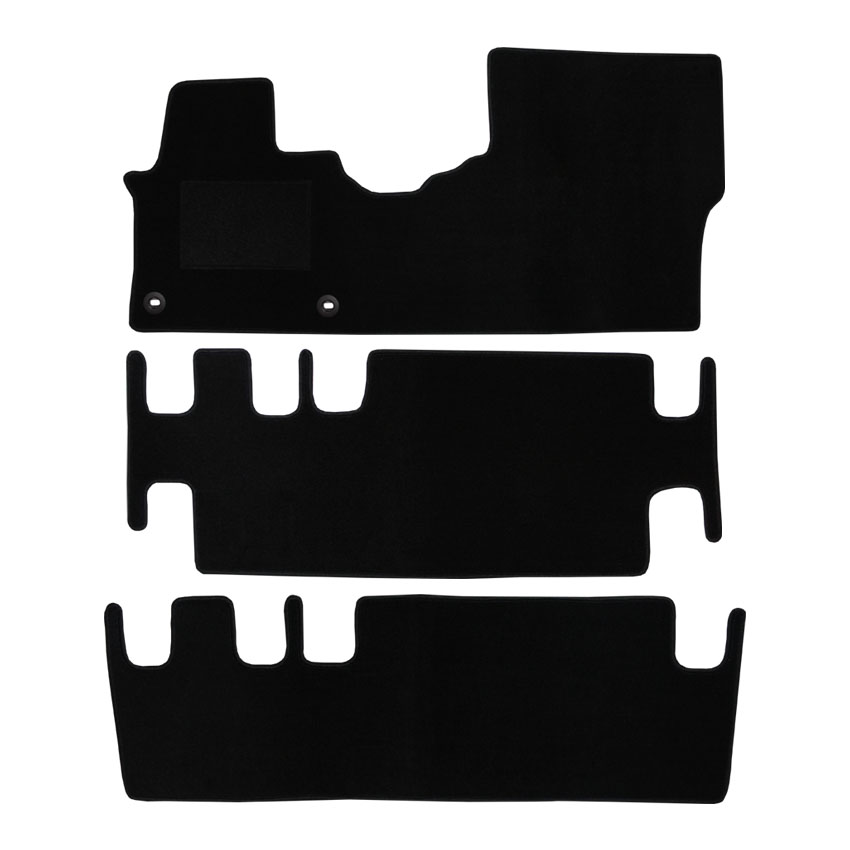 Μοκέτα Clan μαύρη για Peugeot Traveller Mini Bus Long με οβάλ κουμπώματα 3τμχ