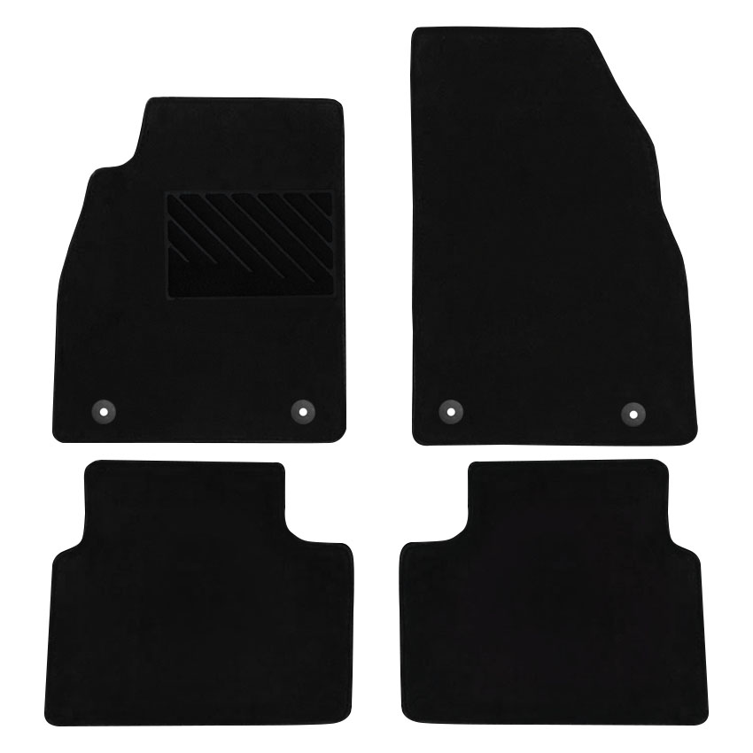 Μοκέτα Clan μαύρη για Opel Insignia (A) με στρογγυλά κουμπώματα 4τμχ