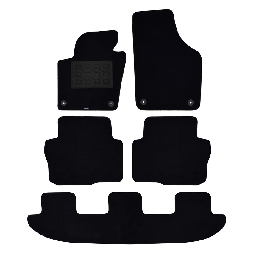 Πατάκια δαπέδου μοκέτας Superior μαύρα για Volkswagen Sharan II (7 θέσεων) 5τμχ