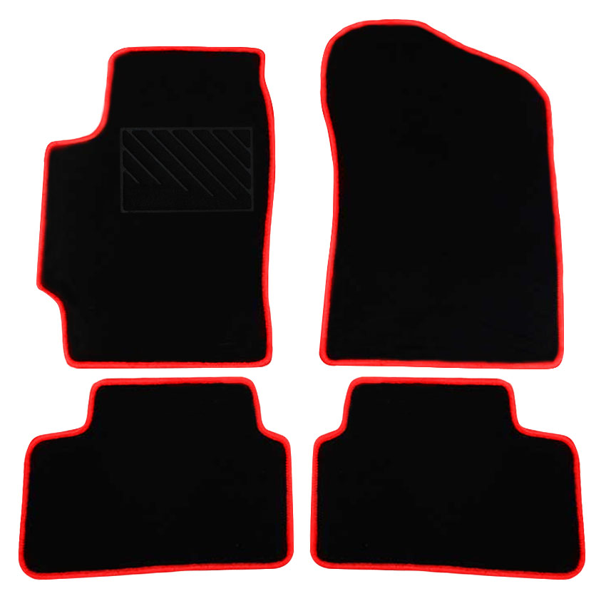 Μοκέτα Omega μαύρη με κόκκινο ρέλι για Hyundai Coupe (GK) 4τμχ