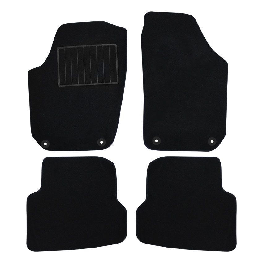 Μοκέτα Standard μαύρη για Skoda Fabia II με στρογγυλά κουμπώματα 4τμχ