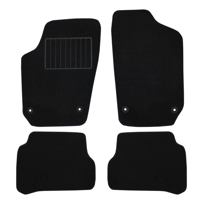 Μοκέτα Standard μαύρη για VW Polo V με στρογγυλά κουμπώματα 4τμχ