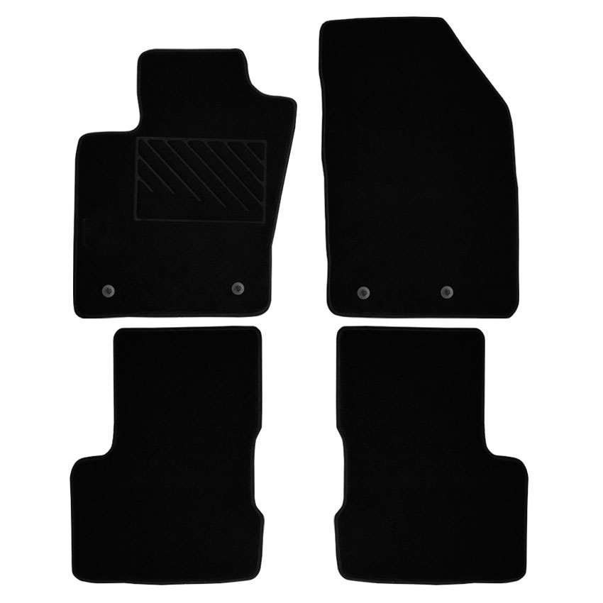 Μοκέτα Tuft μαύρη για Fiat 500X με κουμπώματα δαχτυλίδια 4τμχ