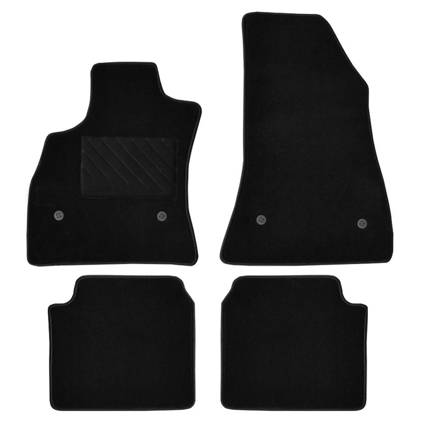 Πατάκια δαπέδου μοκέτας Tuft μαύρα για Fiat 500L 4τμχ