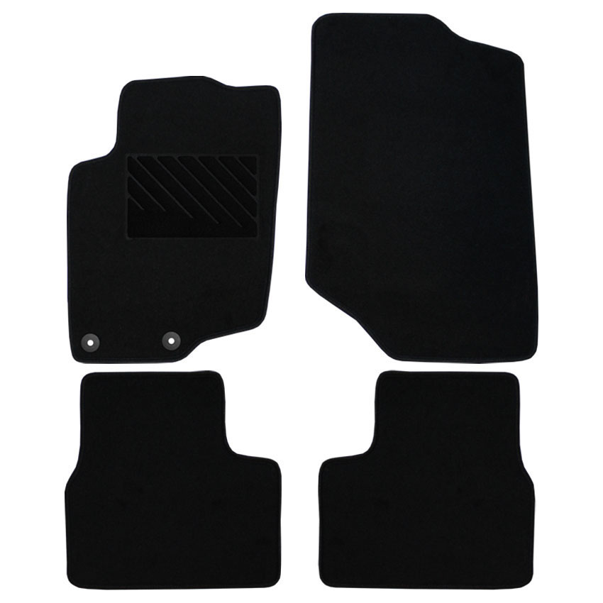 Μοκέτα Tuft μαύρη για Peugeot 207 με στρογγυλά κουμπώματα 4τμχ