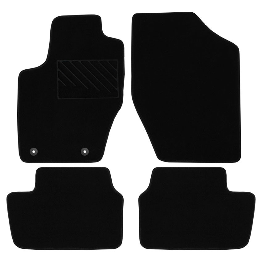 Μοκέτα Tuft μαύρη για Peugeot 307 με στρογγυλά κουμπώματα 4τμχ