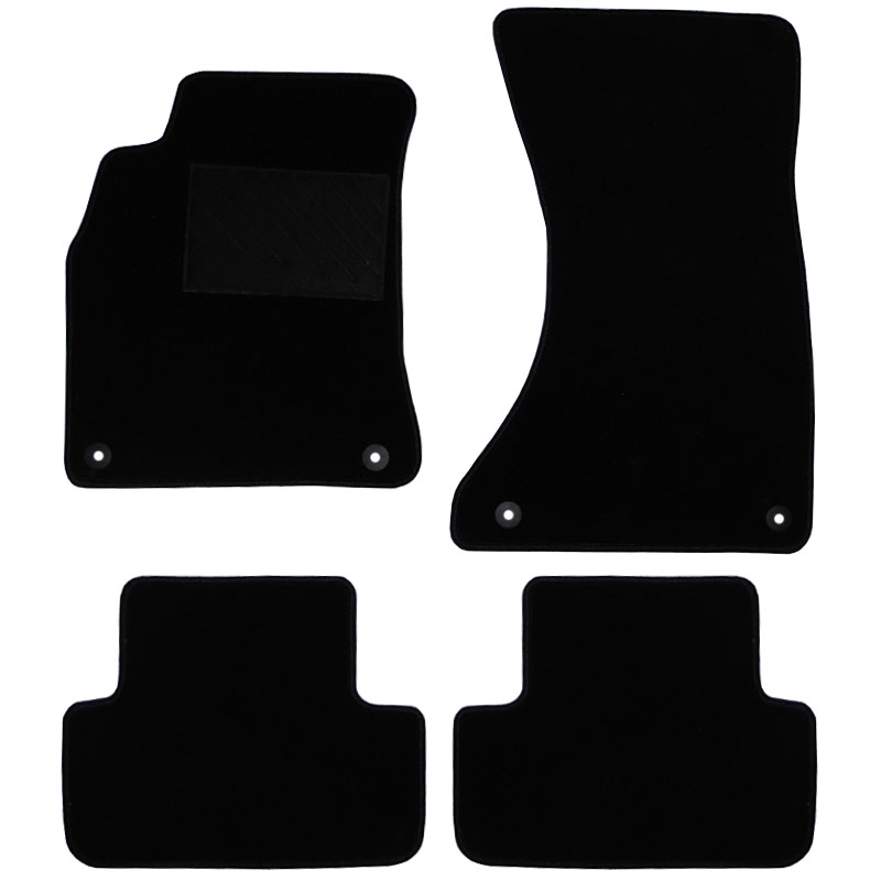 Μοκέτα Tuft μαύρη για Audi A4 (B8) / A5 (B8) με στρογγυλά κουμπώματα 4τμχ