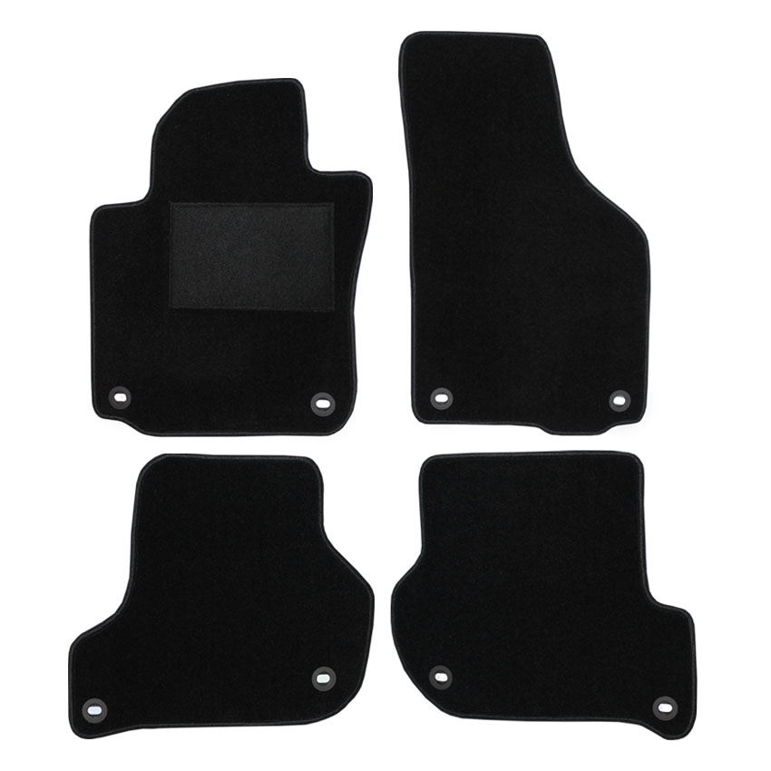 Μοκέτα Tuft μαύρη για VW Golf (V/VI) / Golf Plus / Jetta / EOS / Scirocco με οβάλ κουμπώματα 4τμχ