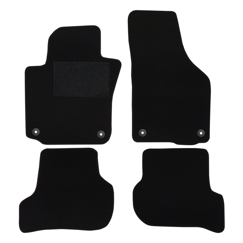 Μοκέτα Tuft μαύρη για VW Golf (V/VΙ) / Golf Plus / Jetta / Eos / Scirocco με κουμπώματα 4τμχ