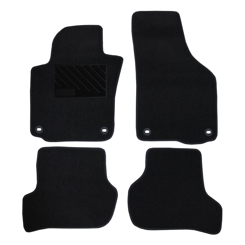 Μοκέτα Tuft ανθρακί για VW Golf (V/VΙ) / Golf Plus / Jetta / Eos / Scirocco με οβάλ κουμπώματα 4τμχ