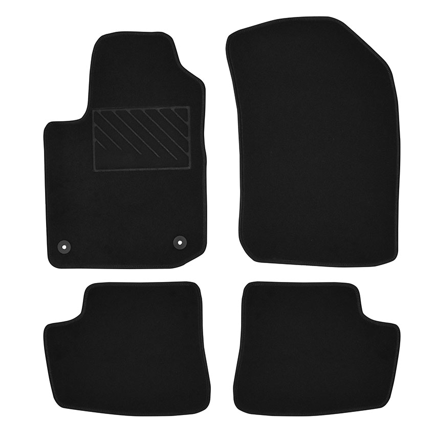 Μοκέτα Tuft μαύρη για Peugeot 2008 (I) με στρογγυλά κουμπώματα 4τμχ