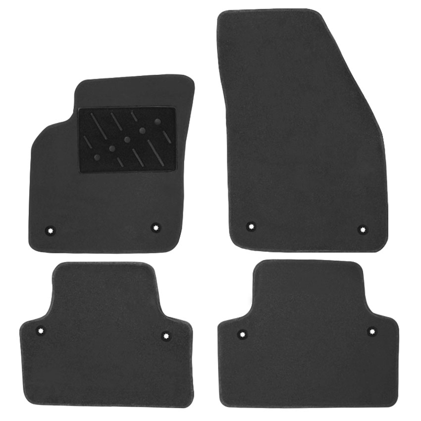 Μοκέτα Tuft γκρι για Volvo S40 (II) / V50 / C30 με κουμπώματα δαχτυλίδια 4τμχ