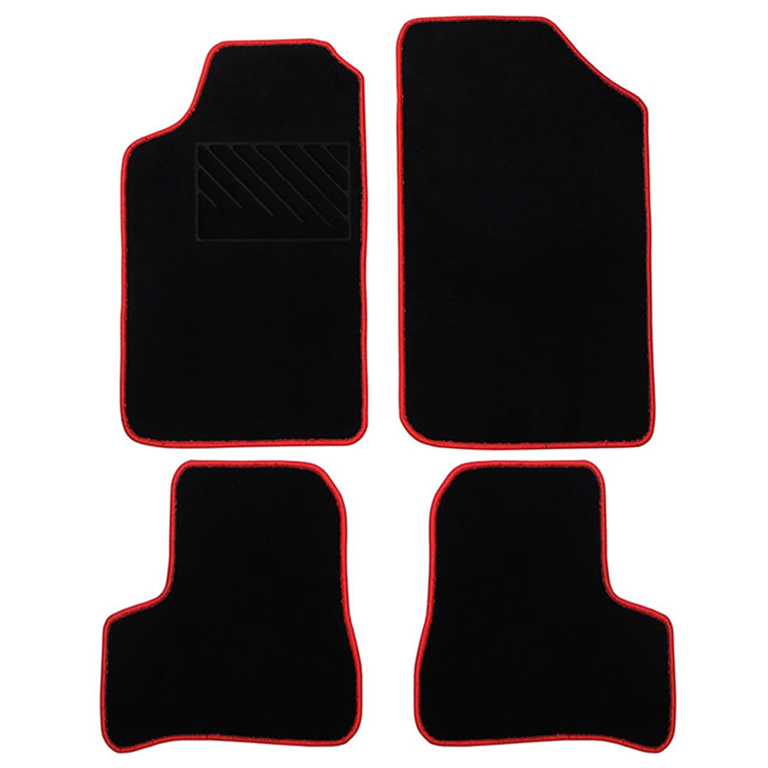 Μοκέτα Tuft μαύρη με κόκκινο ρέλι για Peugeot 206 / 206+ 4τμχ