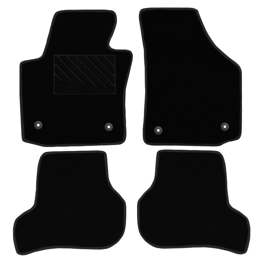 Μοκέτα Tuft μαύρη με γκρι ρέλι για Seat Leon II με στρογγυλά κουμπώματα 4τμχ