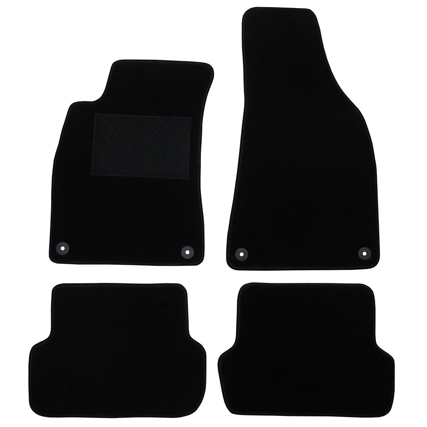 Μοκέτα Tuft μαύρη για Audi A4 (B6/B7) / Seat Exeo με στρογγυλά κουμπώματα 4τμχ